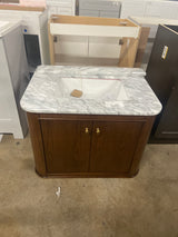 Collette 30 in W x 22 in D x 35 in H Single Sink Bath Vanity in Cinnamon Oak With White Carrara Marble Top