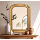23.6 in. W x 33.5 in. H Baroque Antique Brass Vintage Wooden Frame Arched Wall Mirror