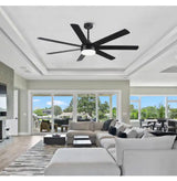 Modern 72 in. Integrated LED Indoor Black Standard Ceiling Fan with Remote Control, DC Motor and 7 Reversible Blades