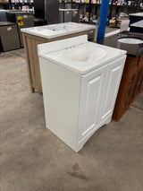 Everdean 25 in. W x 19 in. D x 34 in. H Single Sink Freestanding Bath Vanity in White with White Cultured Marble Top