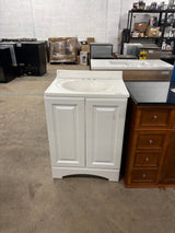Everdean 25 in. W x 19 in. D x 34 in. H Single Sink Freestanding Bath Vanity in White with White Cultured Marble Top