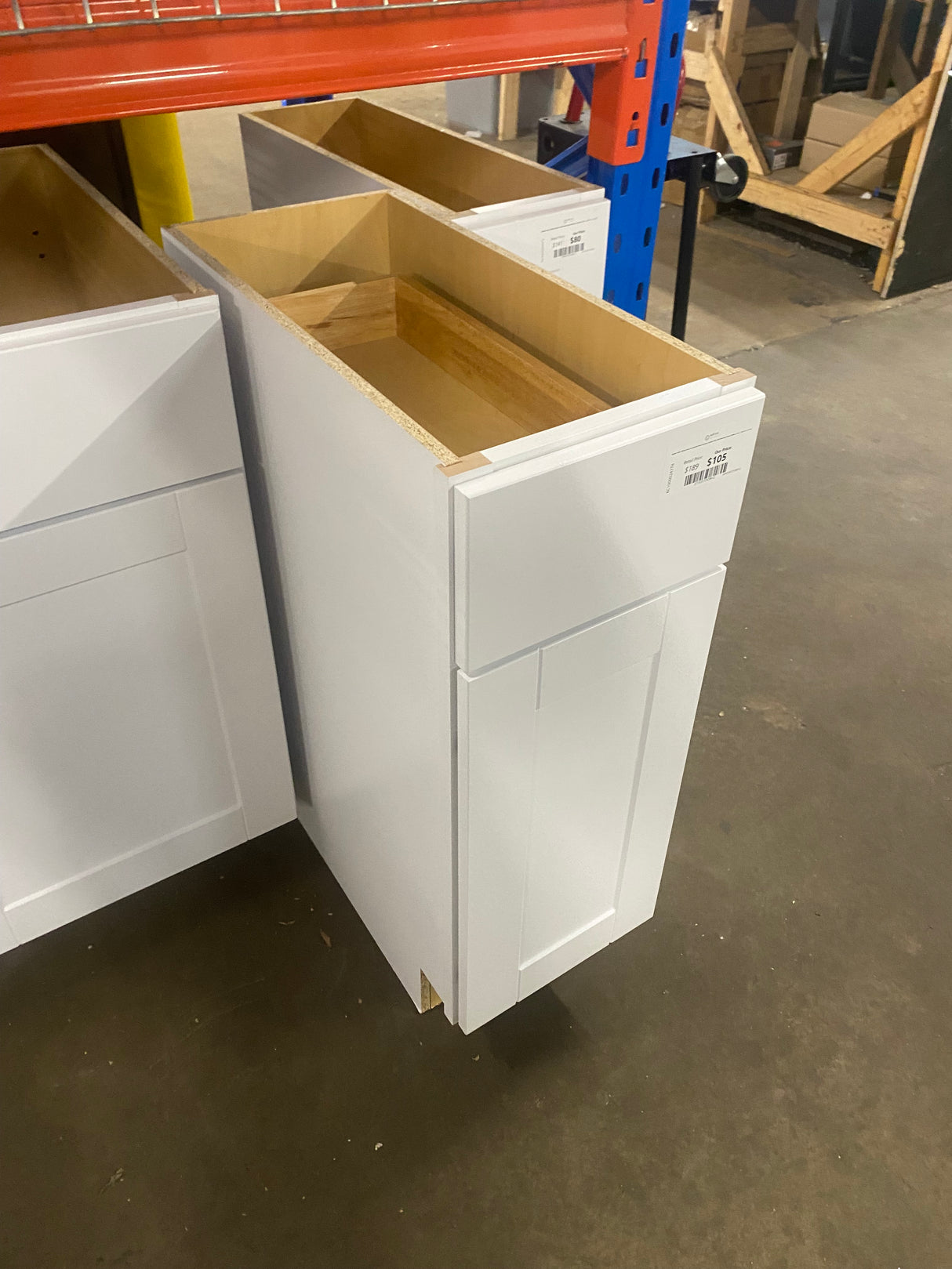 Shaker Satin White Stock Assembled Base Kitchen Cabinet with Ball-Bearing Drawer Glides (12 in. x 34.5 in. x 24 in.)
