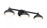 Boden 27 in. 3 Light Black & Wood Modern Integrated LED 5 CCT Vanity Light Bar for Bathroom