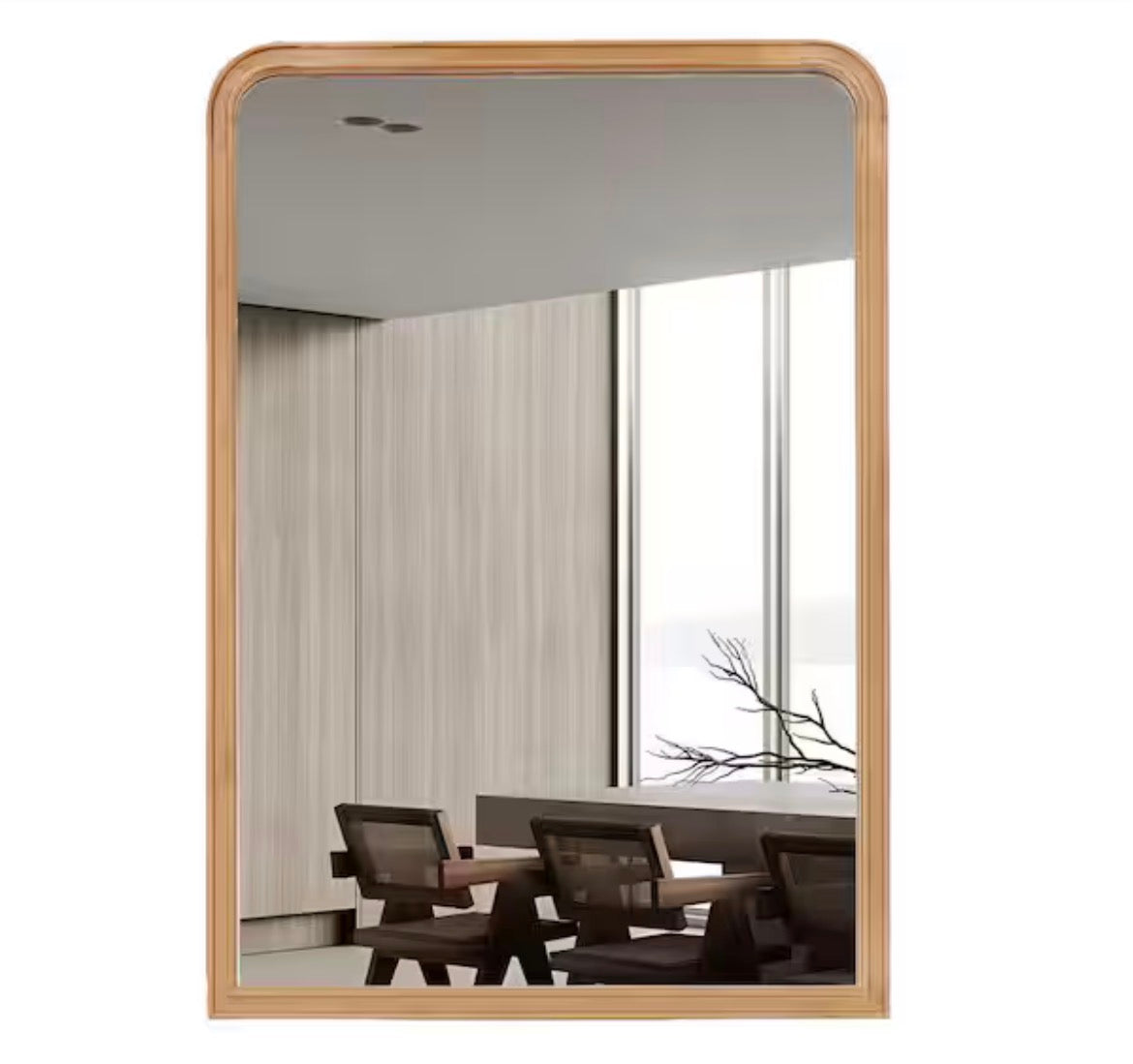 20 in. W x 30 in. H Rectangle Bonnevaux Natural Pine Wood Finish Wall Mirror - Right-Angled Bottom French Country