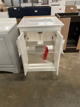 Ravenscroft 25 in. Single Sink Freestanding Bath Vanity in White Swan w/ Carrara White Engineered Stone Top (Assembled)