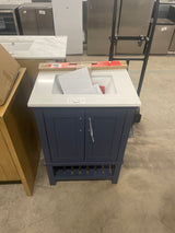 Tupelo 24 in. W x 19 in. D x 34 in. H Single Sink Bath Vanity in Midnight Blue with White Engineered Stone Top