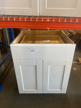 Shaker 27 in. W x 24 in. D x 34.5 in. H Assembled Base Kitchen Cabinet in Satin White