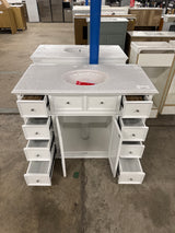 Hampton Harbor 44 in. W x 22 in. D Bath Vanity in White with Natural Marble Vanity Top in White