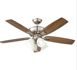 Devron II 52 in. Indoor Brushed Nickel LED Ceiling Fan with Light Kit, Downrod and Reversible Blades