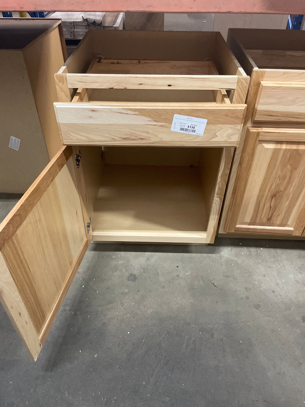 Hampton 24 in. W x 24 in. D x 34.5 in. H Assembled Base Kitchen Cabinet in Natural Hickory with Ball-Bearing Glides