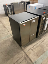 23.4 in. Dual Zone 210-Cans Beverage Cooler Interior Blue LEDs with 4-Door Handles Built-in Beer Fridge in Silver