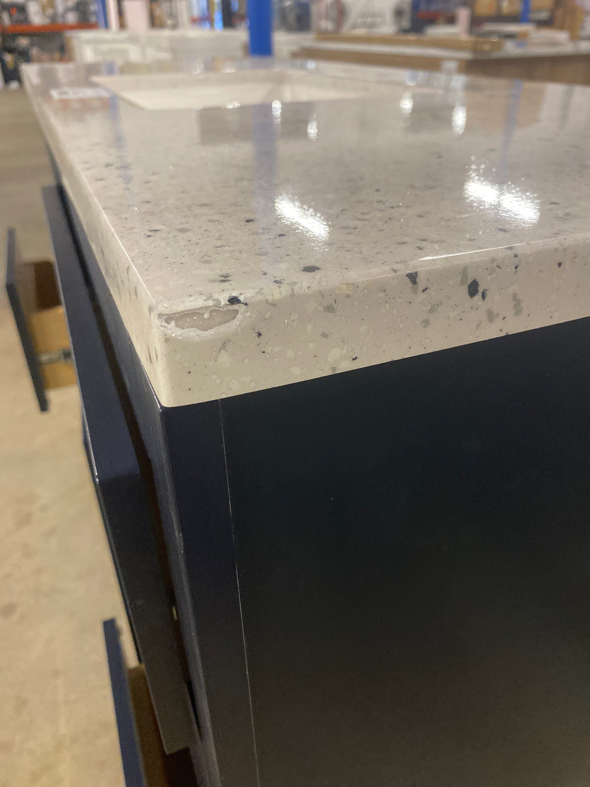 Clady 49 in. W x 19 in. D x 35 in. H Single Sink Bath Vanity in Deep Blue with Silver Ash Cultured Marble Top