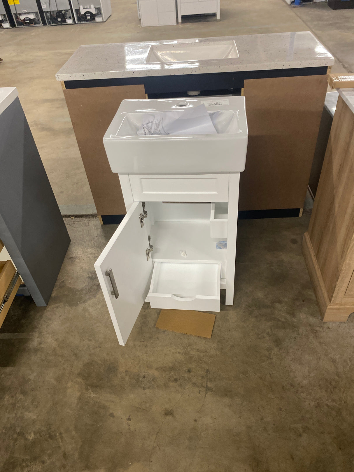 Arvesen 18 in. W x 12 in. D Vanity in White with Ceramic Vanity Top in White with White Sink