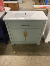 Doveton 36 in. Single Sink Sage Green Bath Vanity with Top and Faucet