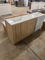 Tobana 42 in. W x 19 in. D x 34.5 in. H Bath Vanity in Weathered Tan with White Cultured Marble Top