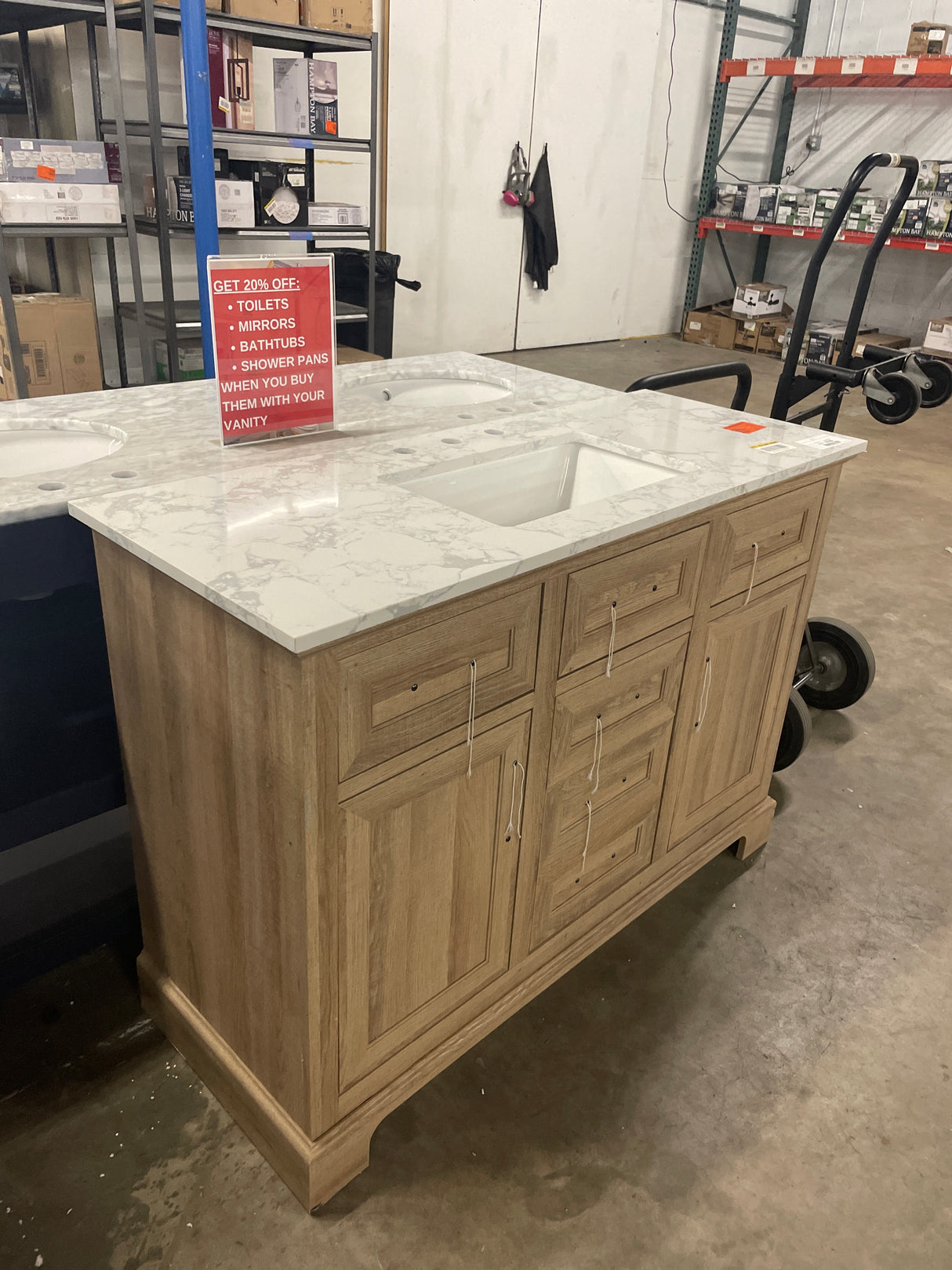 Doveton 48 in. W x 19 in. D x 34 in. H Single Sink Bath Vanity in White with White Engineered Marble Top