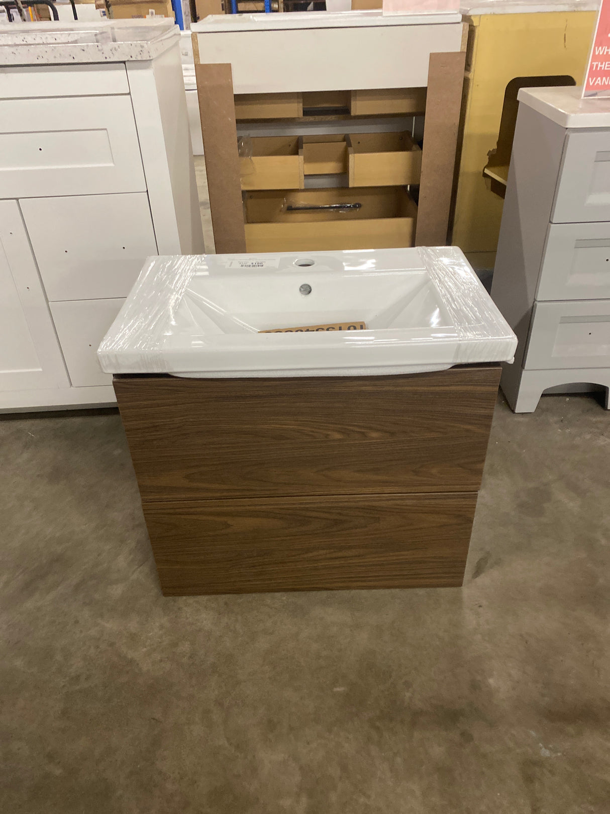 Ardwick 24 in. Single Sink Mocha Walnut Bath Vanity with White Ceramic Top (Assembled)