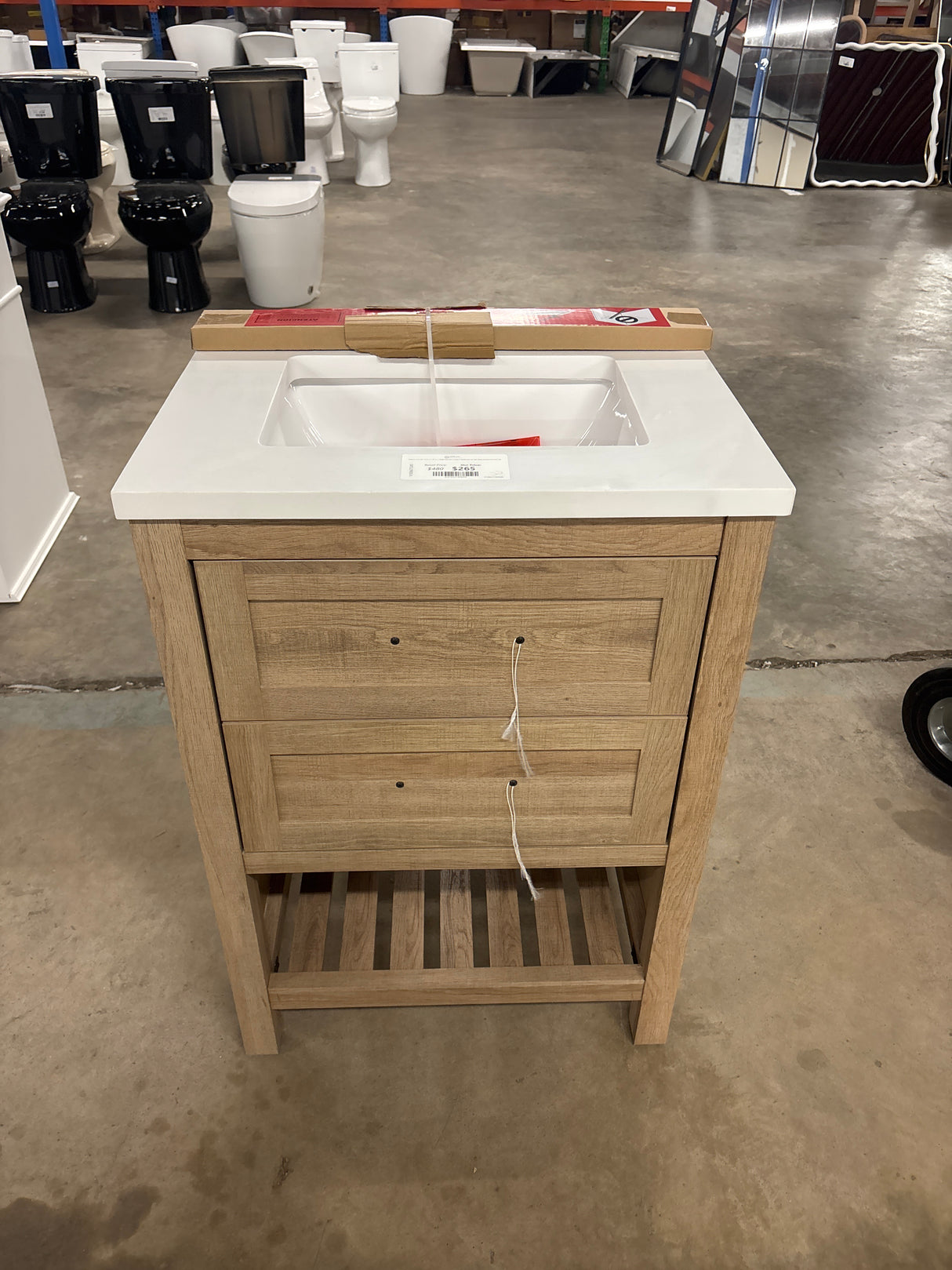 Autumn 24 in. W x 19 in. D x 34 in. H Single Sink Bath Vanity in Weathered Tan with White Engineered Stone Top