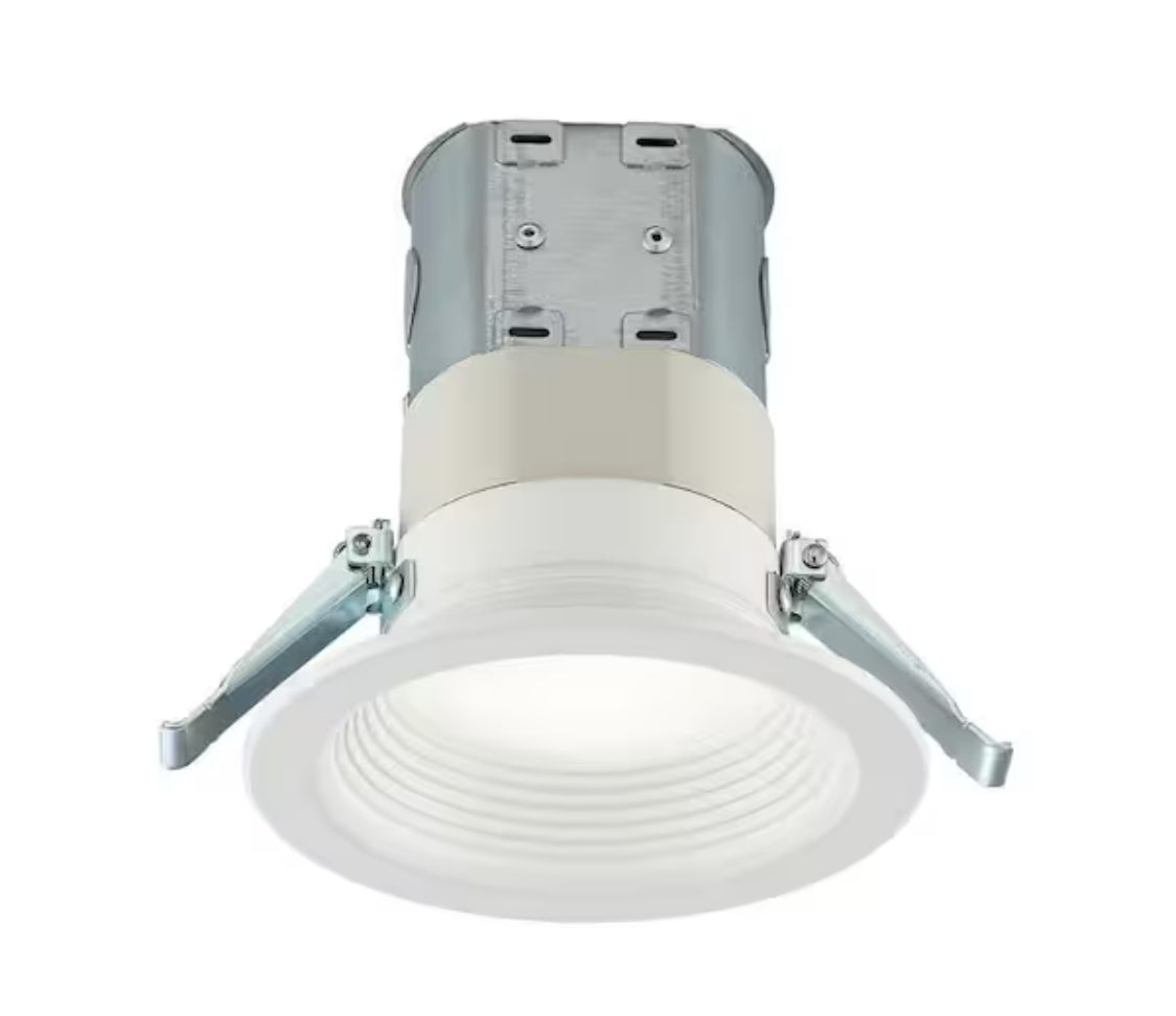 Easy-Up 4 in. White Baffle Integrated LED Recessed Kit with Selectable CCT (2700K-5000K), (No Can Needed)