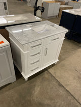 Sonoma 36 in. W x 22 in. D x 34 in. H Bath Vanity in White with White Carrara Marble Top