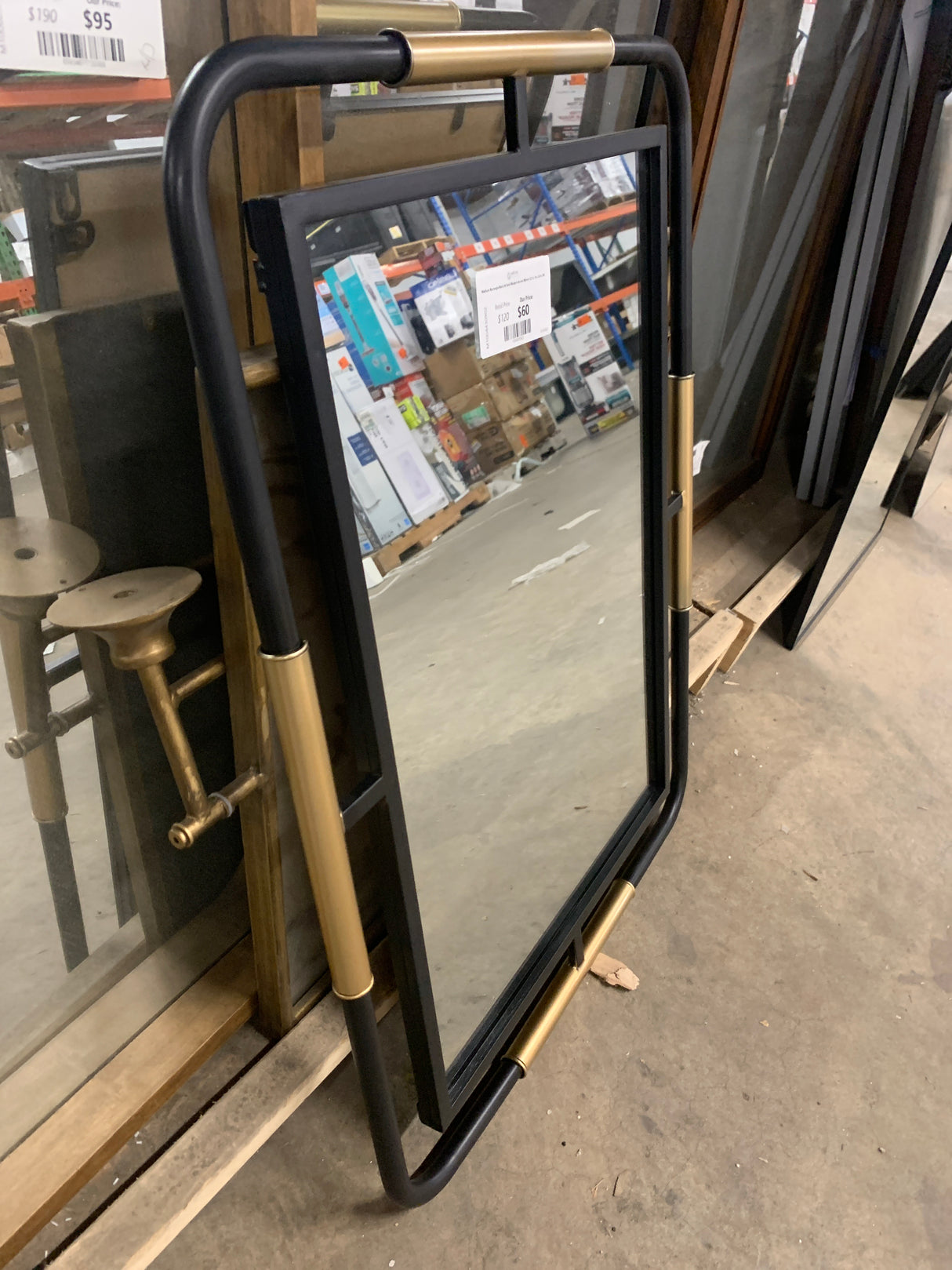 Medium Rectangle Black & Gold Modern Accent Mirror (32 in. H x 24 in. W)