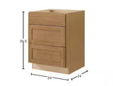 Avondale 24 in. W x 24 in. D x 34.5 in. H Ready to Assemble Plywood Shaker Drawer Base Kitchen Cabinet in White Oak