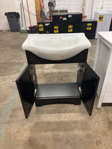 Chelsea 26 in. W x 18 in. D x 36 in. H Single Sink Freestanding Bath Vanity in Charcoal with White Porcelain Top