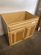 Hampton 36 in. W x 24 in. D x 34.5 in. H Assembled Sink Base Kitchen Cabinet in Natural Hickory