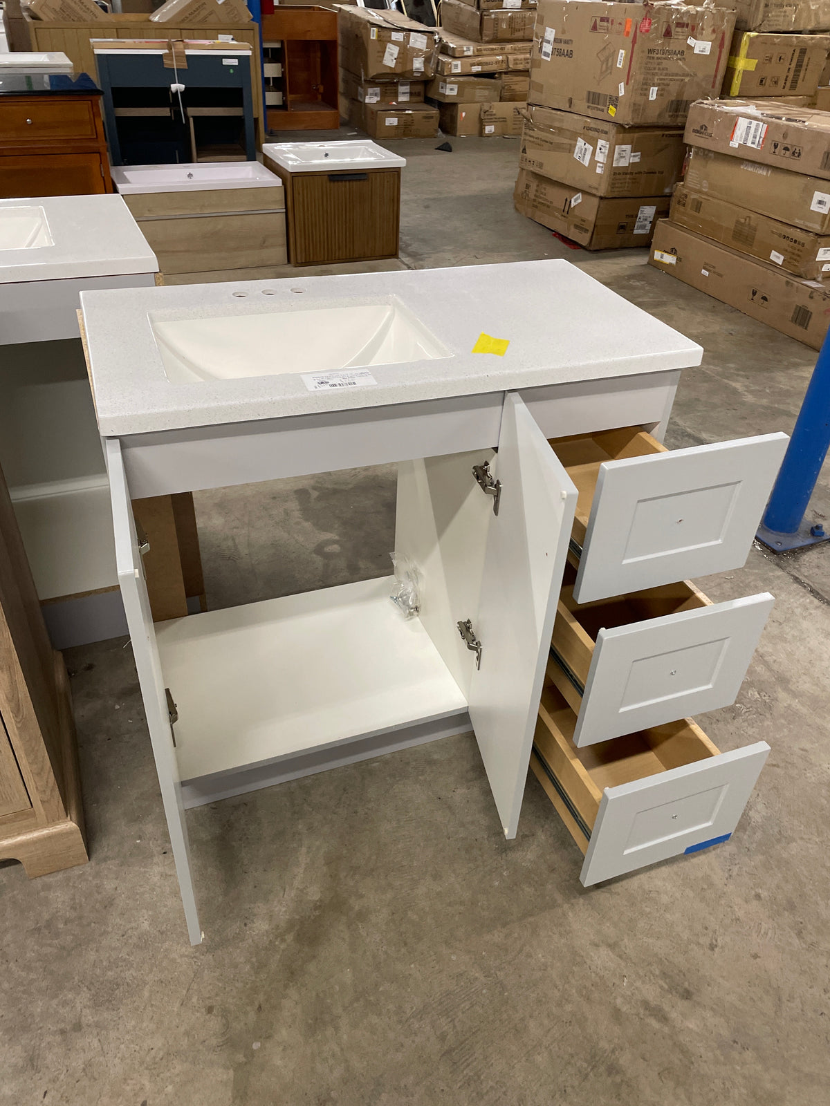 Bannister 36.5 in. W x 18.75 in. D Bath Vanity in pearl gray with Cultured Marble Top in Colorpoint White with White Sink