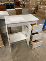 Bannister 36.5 in. W x 18.75 in. D Bath Vanity in pearl gray with Cultured Marble Top in Colorpoint White with White Sink