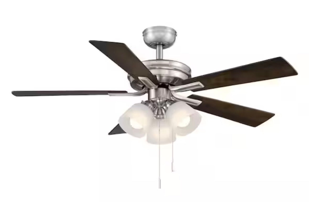 Sinclair II 44 in. Indoor Brushed Nickel LED Ceiling Fan with Light