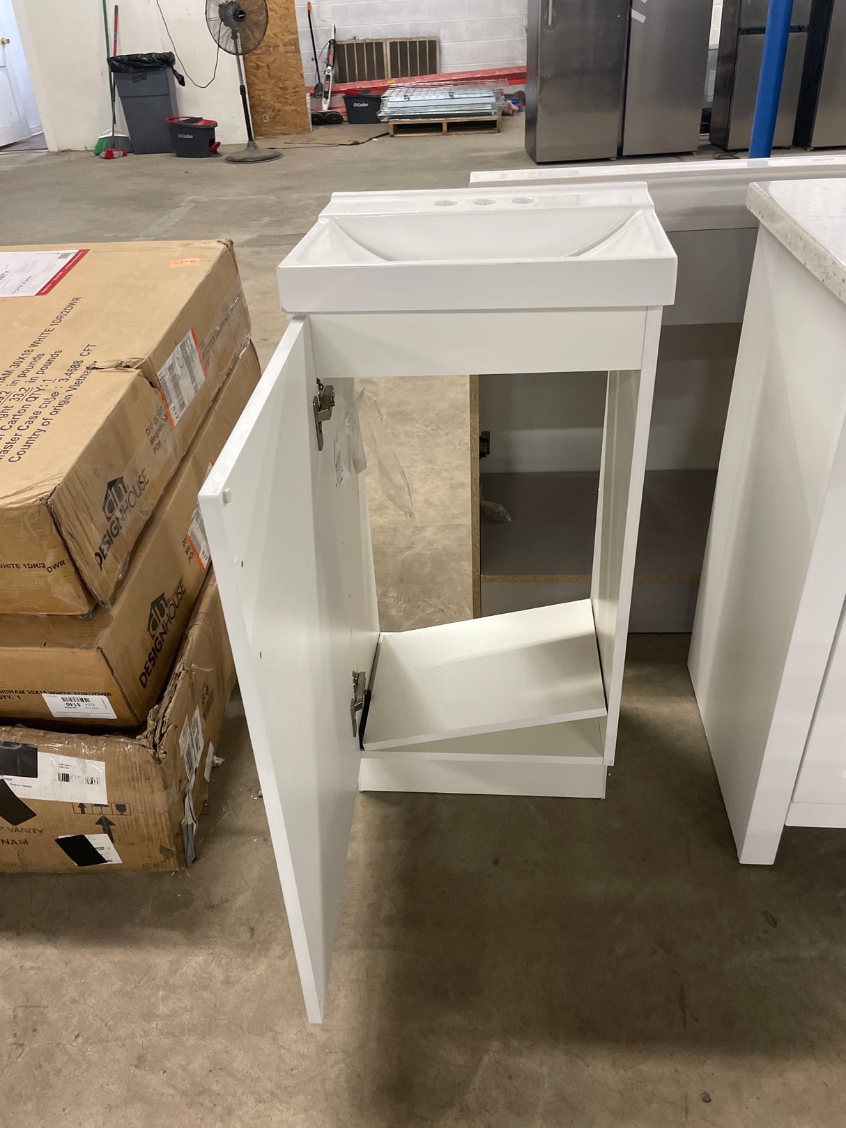 19 in. W x 18 in. D x 34 in. H Single Sink Freestanding Bath Vanity in White with White Cultured Marble Top