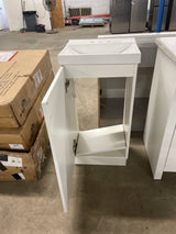 19 in. W x 18 in. D x 34 in. H Single Sink Freestanding Bath Vanity in White with White Cultured Marble Top