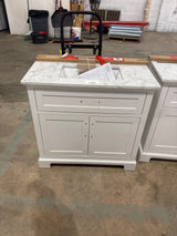 Doveton 36 in. W x 19 in. D x 34.5 in. H Single Sink Bath Vanity in White with White Engineered Stone Top