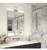 Exalto 27 in. 1 Light Chrome Modern Integrated LED 3 CCT Vanity Light Bar for Bathroom with Glass