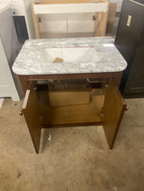 Collette 30 in W x 22 in D x 35 in H Single Sink Bath Vanity in Cinnamon Oak With White Carrara Marble Top