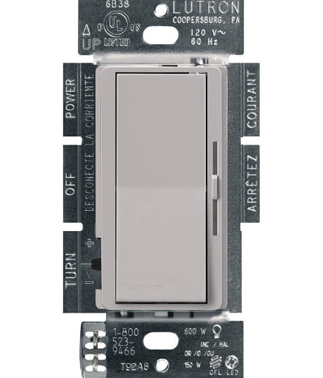 Diva LED+ Dimmer Switch for Dimmable LED and Incandescent Bulbs, 150-Watt/Single-Pole or 3-Way, Gray (DVCL-153PR-GR)