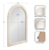 Rahfy White 20 in. W x 30 in. H Arch Natural Material Framed Mirror