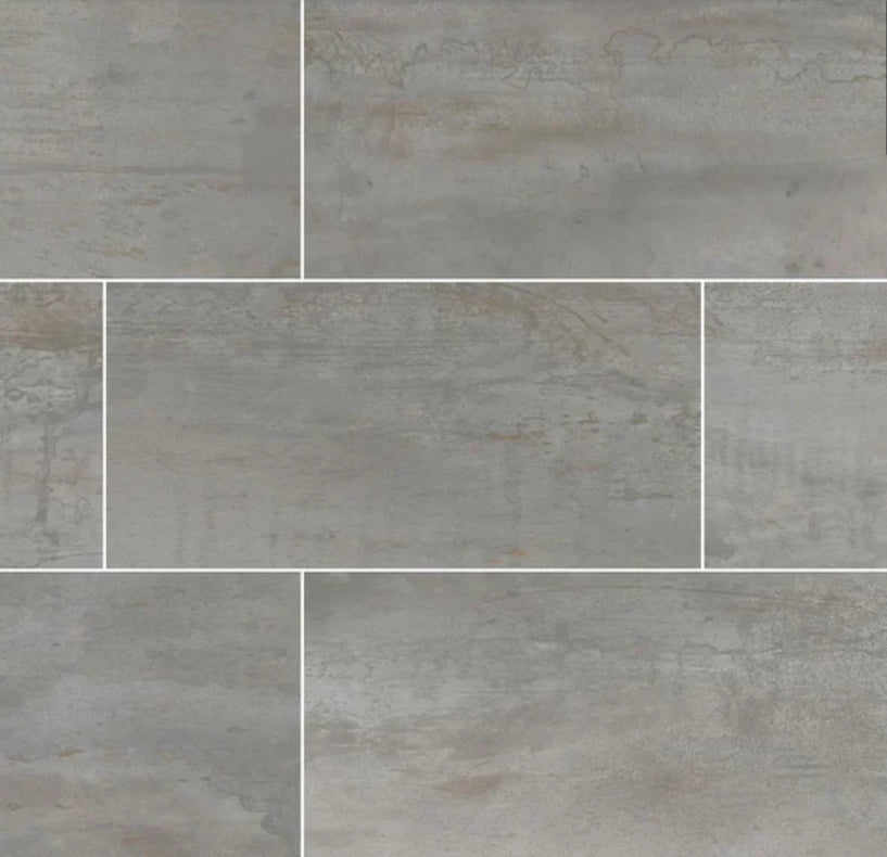 Metallic Steel 24 in. x 48 in. Matte Porcelain Stone Look Floor and Wall Tile (16 sq. ft./Case)