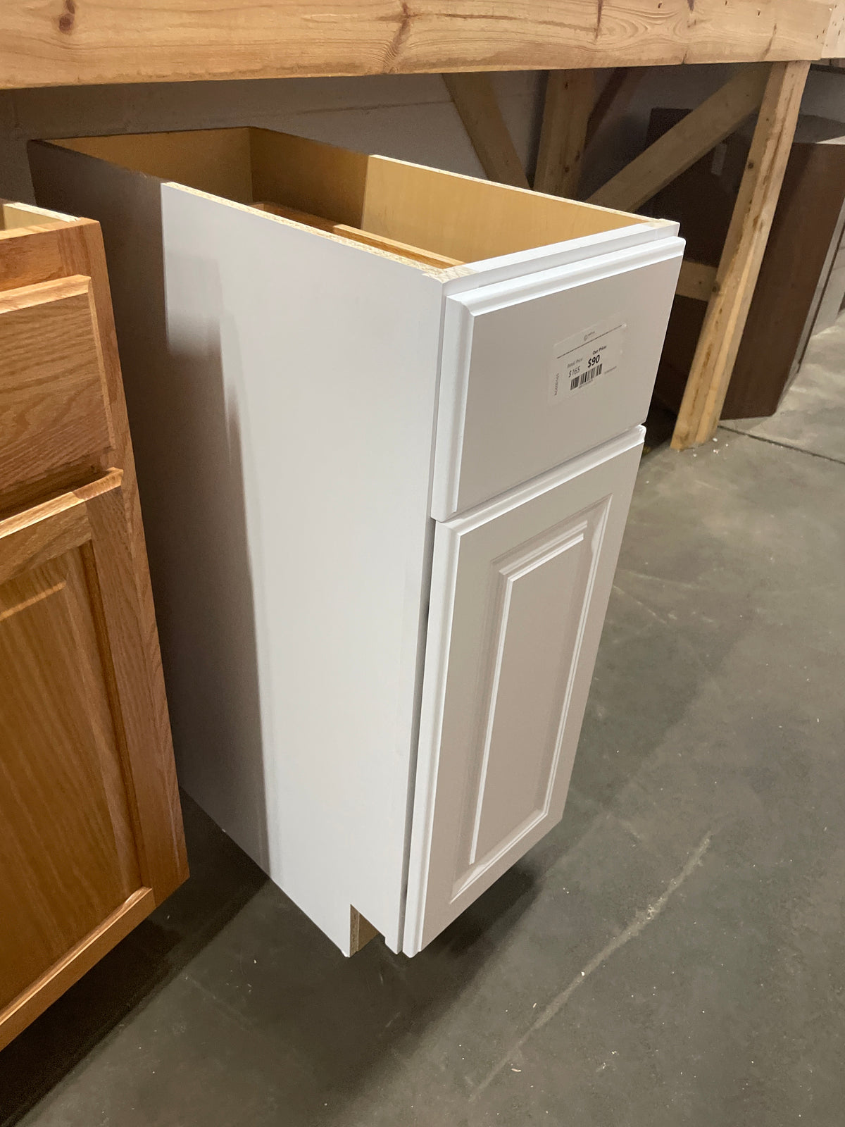Hampton Satin White Raised Panel Stock Assembled Base Kitchen Cabinet with Drawer Glides (12 in. x 34.5 in. x 24 in.)