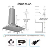 30 in. 500 CFM Ductless Convertible Wall Mount Range Hood in Stainless Steel with LED Lights, Filter and Touch Control