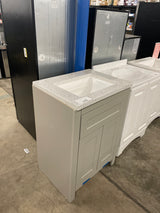 Clady 25 in. W x 19 in. D x 35 in. H Single Sink Freestanding Bath Vanity in Gray with Silver Ash Cultured Marble Top