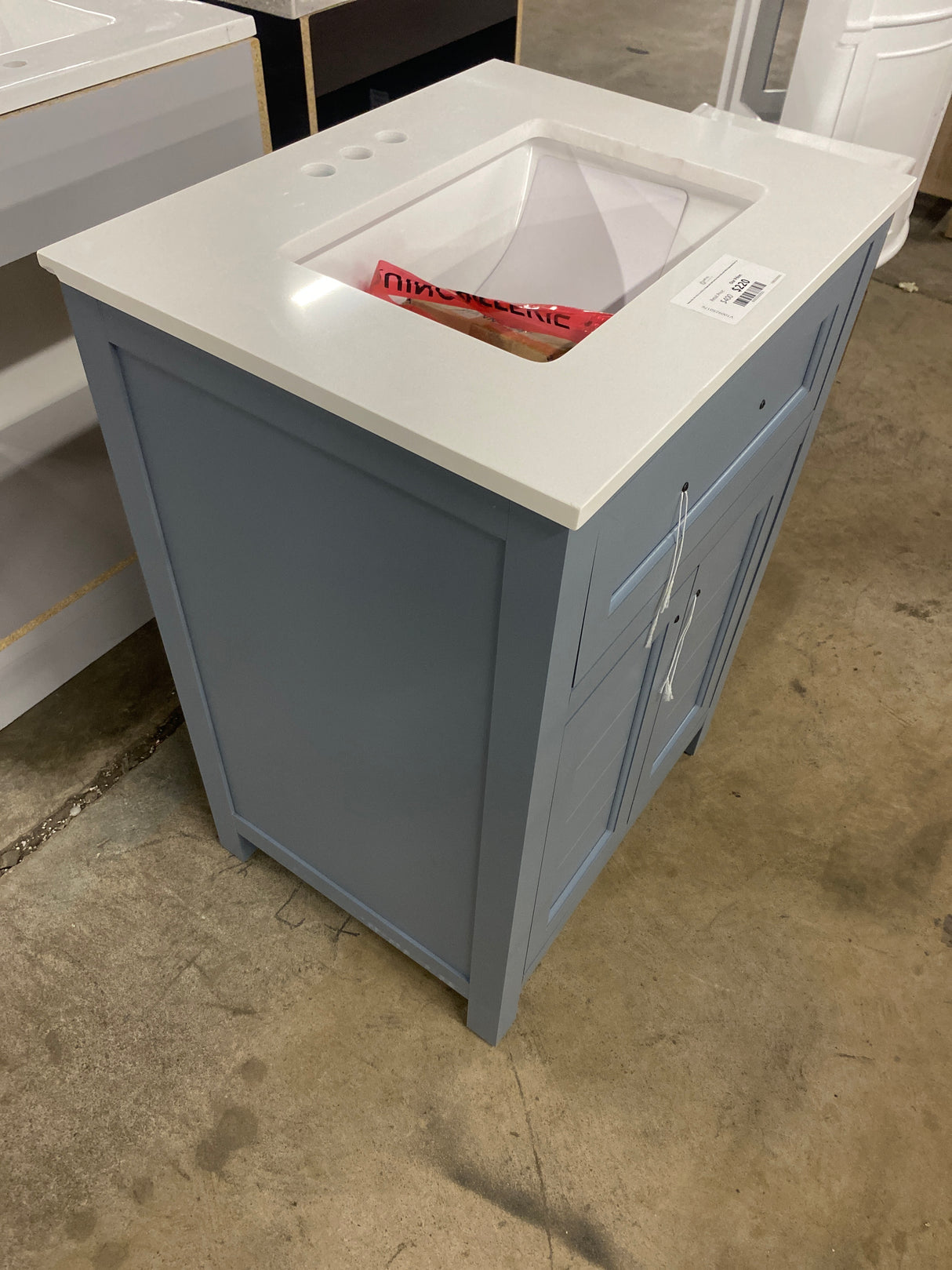 Hanna 24 in. W x 19 in. D x 34.5 in. H Single Sink Bath Vanity in Spruce Blue with White Engineered Stone Top