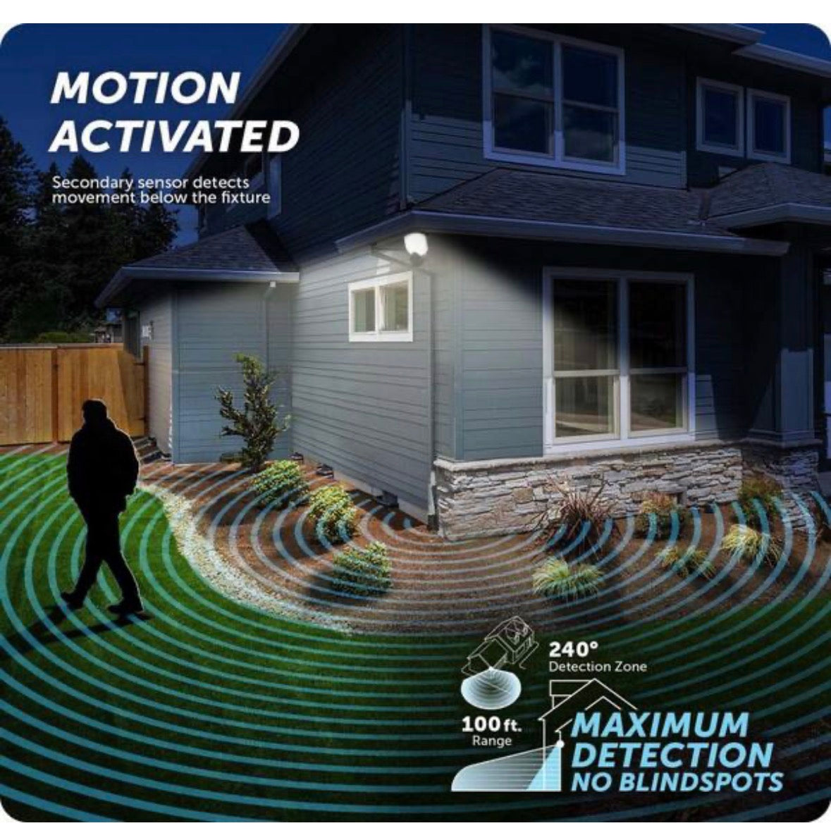 70-Watt 7000 Lumen 240Â° Black Motion Sensing Integrated LED Super Bright Flood Light with 5CCT and Dual Brite