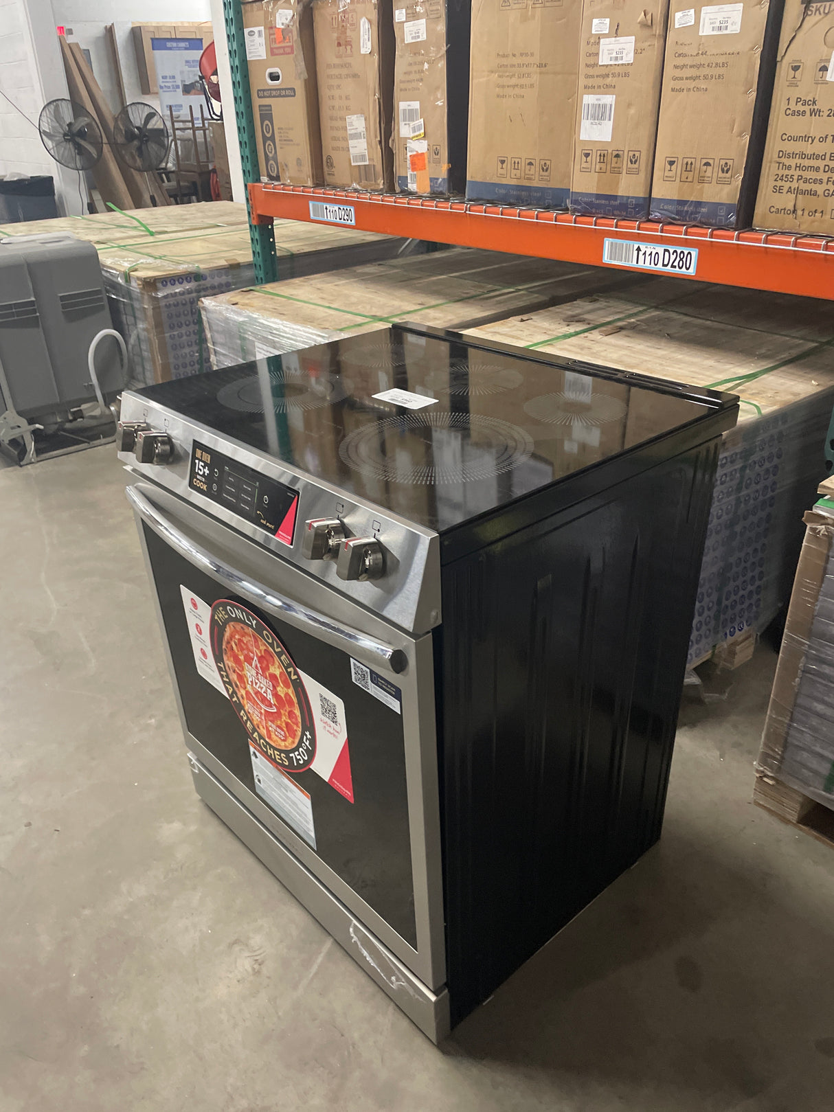 Gallery 30 in. 5-Burner Slide-In Electric Range in Smudge-Proof Stainless Steel with Stone-Baked Pizza