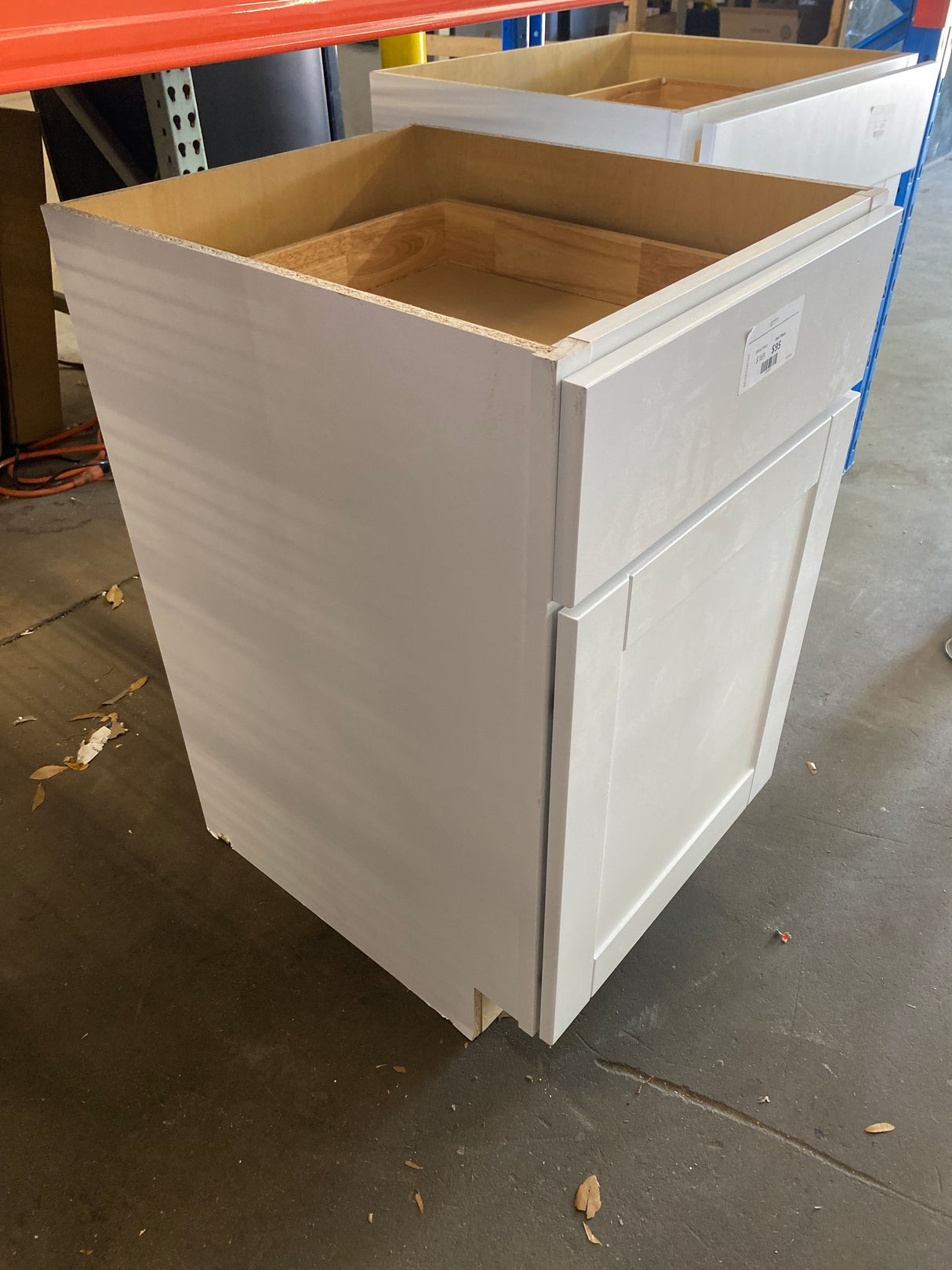 Shaker Satin White Stock Assembled Base Kitchen Cabinet with Ball-Bearing Drawer Glides (21 in. x 34.5 in. x 24 in.)