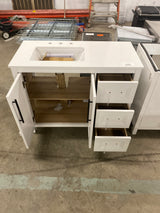 Korra 42 in. Single Sink Freestanding White Bath Vanity with White Engineered Stone Top (Assembled)