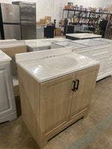 Oakley 31 in. Single Sink Beige Oak Bath Vanity with White Cultured Marble Top (Assembled)
