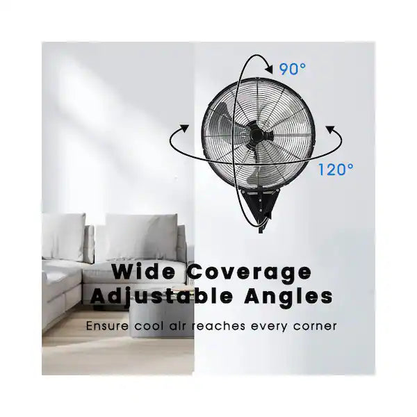 22 Inch Wall Mount Fan 3-Speed Industrial Fan High Velocity Fan, 7000 CFM Outdoor Wall Fan, Black