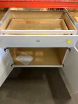 Shaker 36 in. W x 24 in. D x 34.5 in. H Assembled Base Cabinet in Satin White